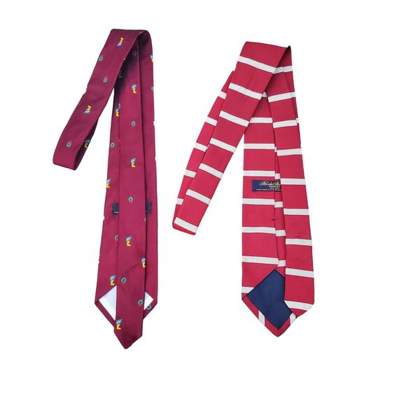 Brooks Brothers Makers 100% Silk Red Holiday Christmas Ties Bundle Made in USA - Picture 3 of 16